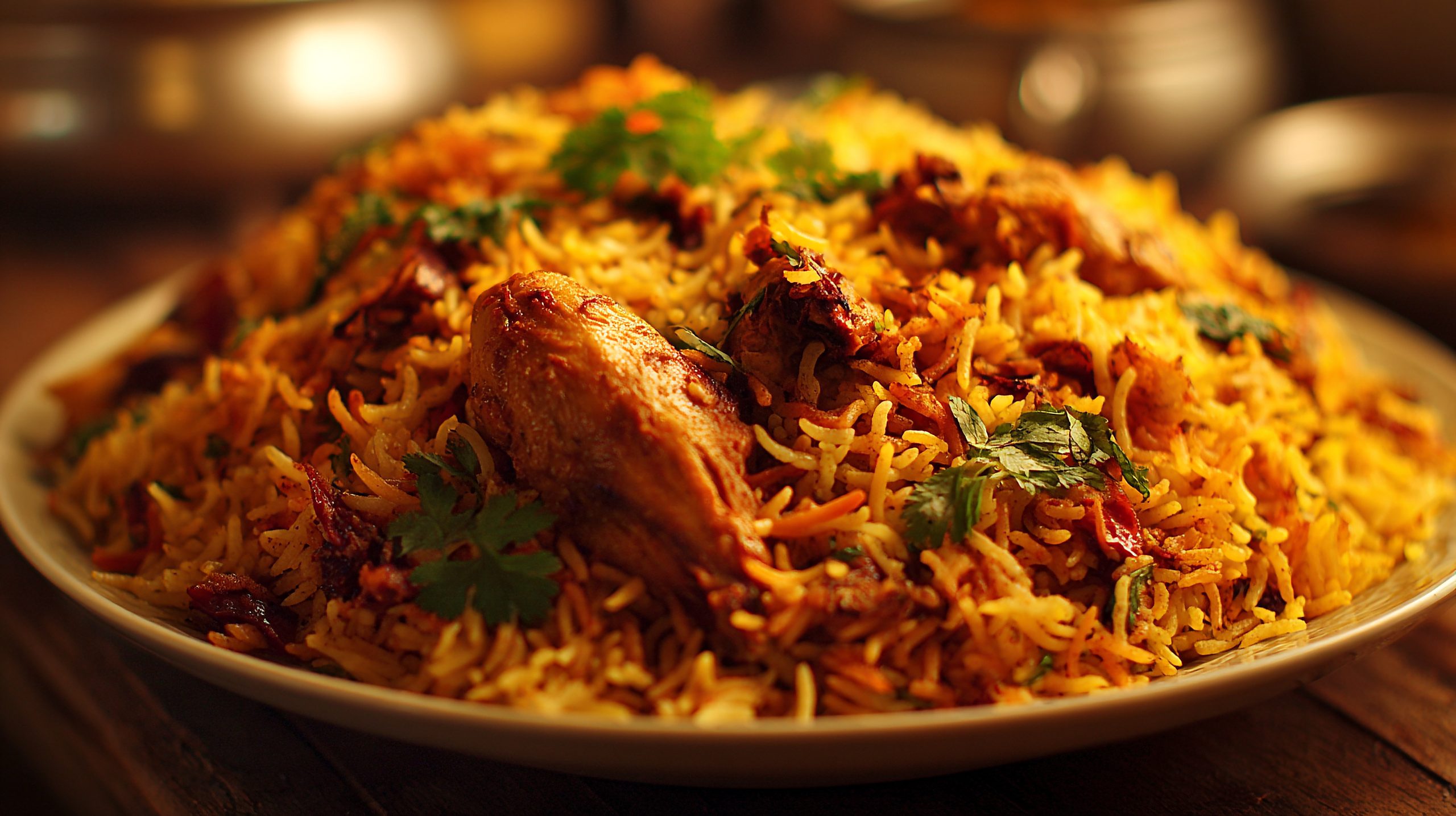 vecteezy indian style chicken biryani served on a restaurant plate in 67013492